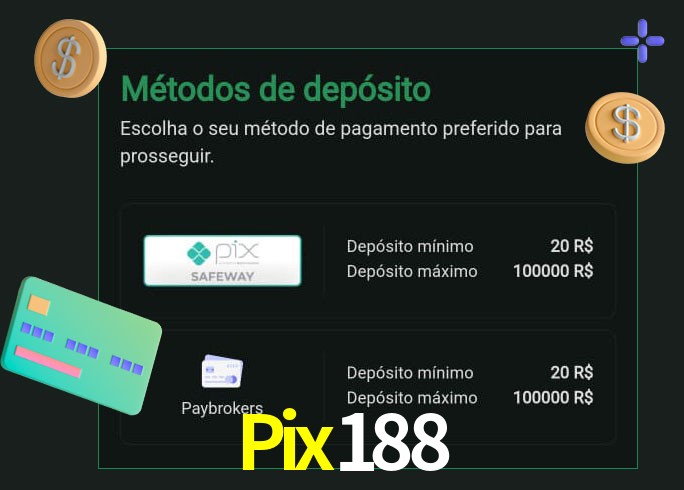 O cassino Pix188 oferece uma grande variedade de métodos de pagamento